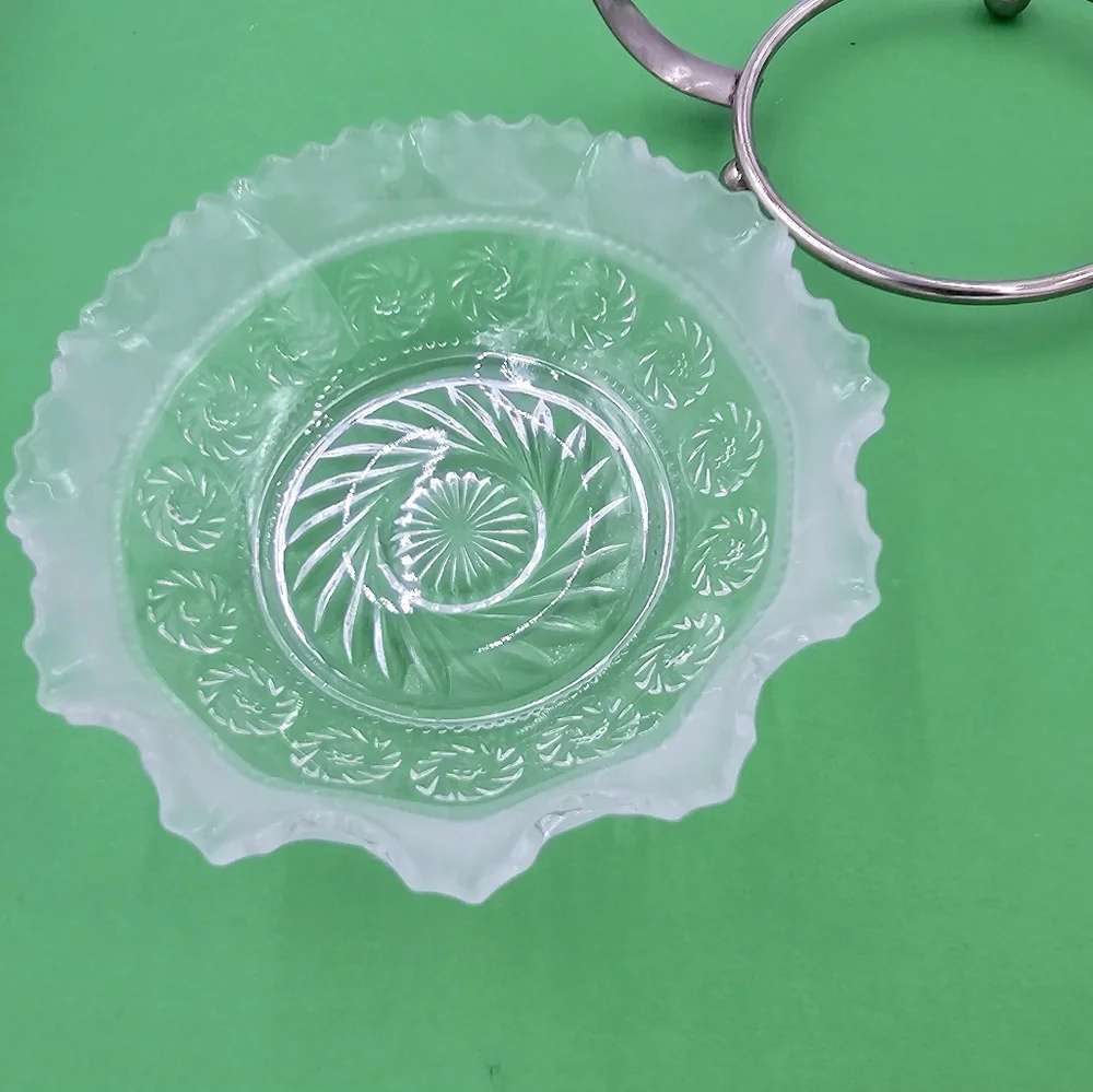 Vintage 2 Pc Chromium Plate & Glass Olive/Relish Dish Sheffield England